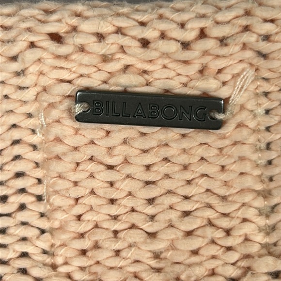 Billabong Seeing Stripes Cotton Cropped Oversized Sweater Medium Peach Cream - Picture 12 of 12